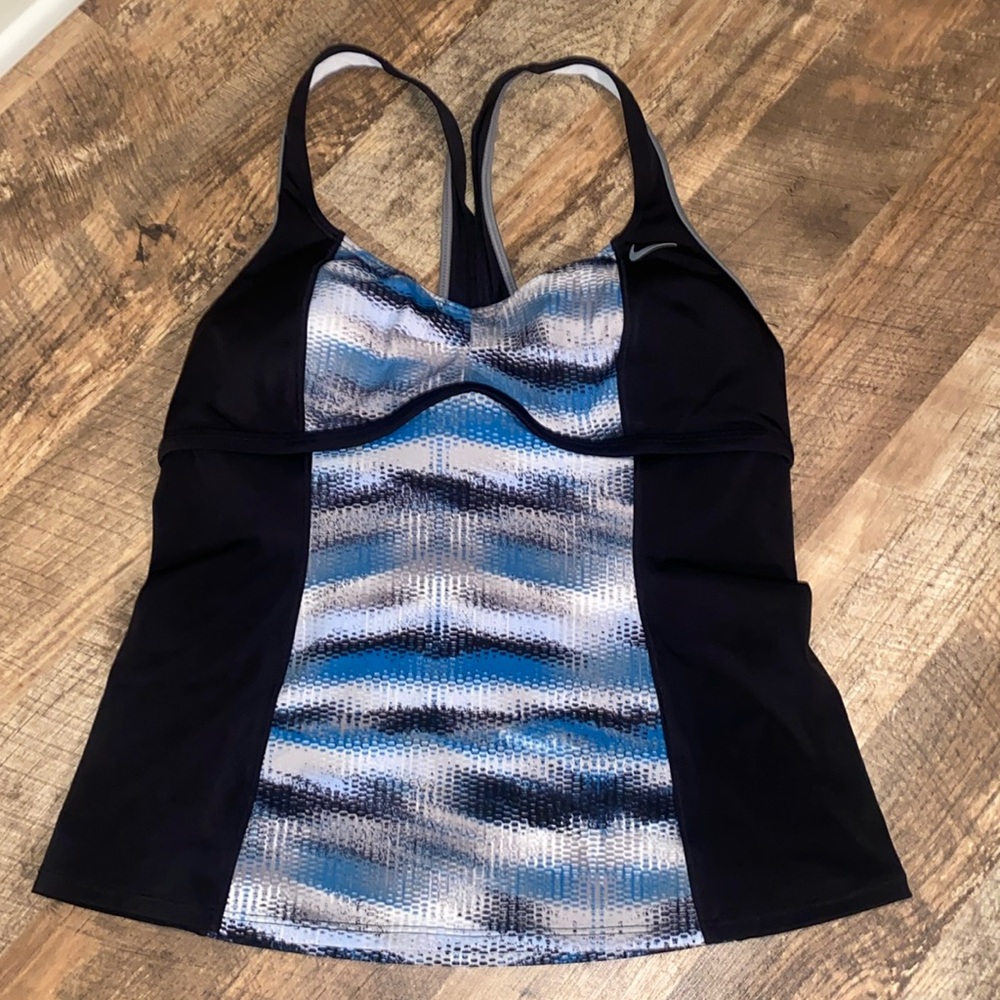 Nike Tankini Athletic Swim Top Womens large  Racerback Built In Bra l